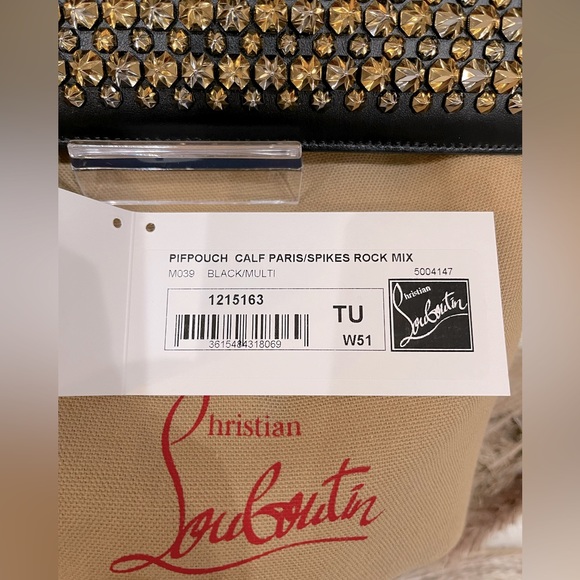 **SOLD** NWT CHRISTIAN LOUBOUTIN Black Spikes 'Pifpouch' Pouch - M039 - Picture 12 of 12